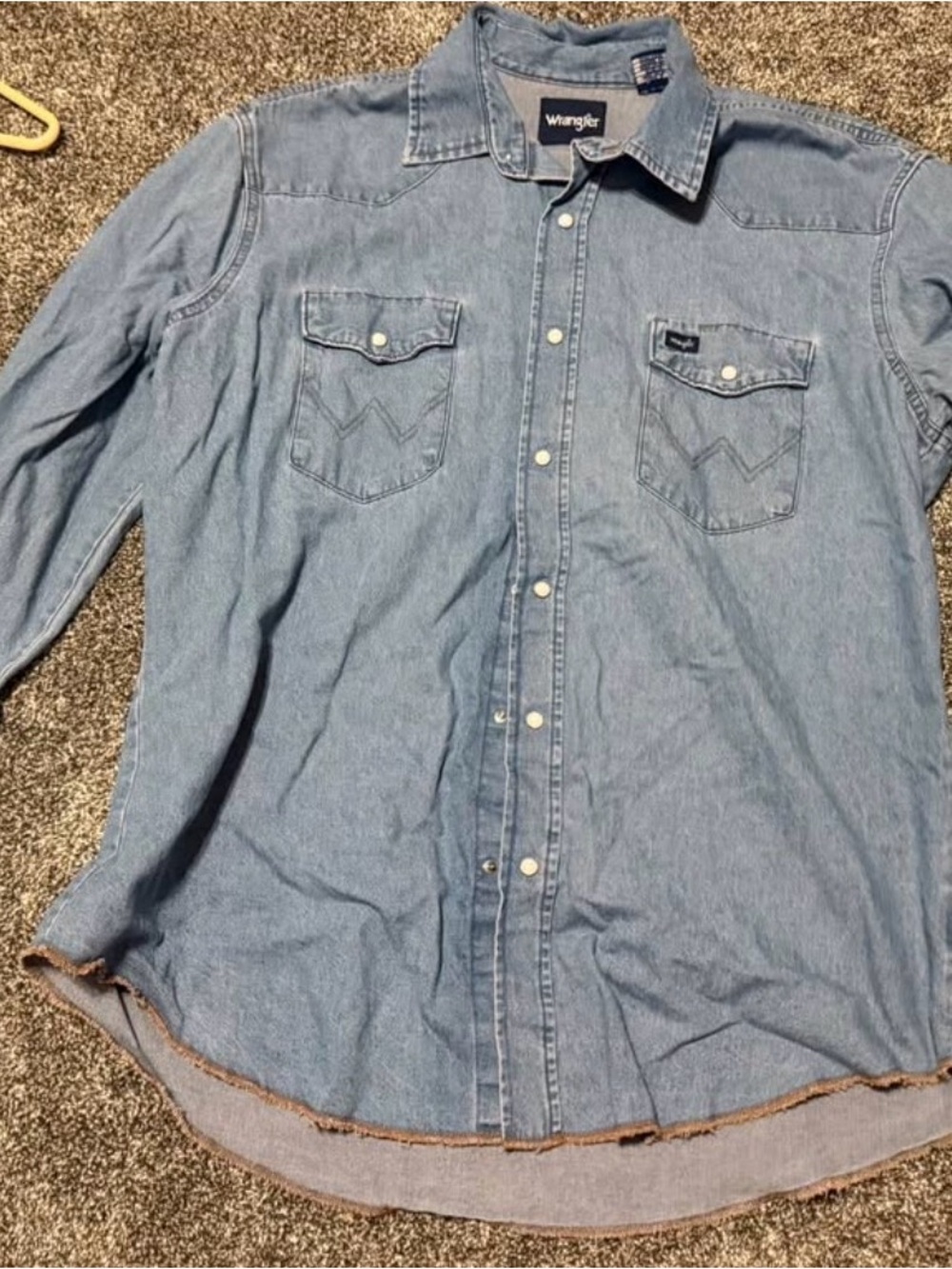 Wrangler Light Blue Denim Western Button-Down Shirt